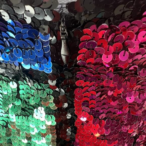 A.J. Bari Vtg Multicolor Colorblock Sequin Tank Dress 4 Festival Cocktail Party - Picture 3 of 10